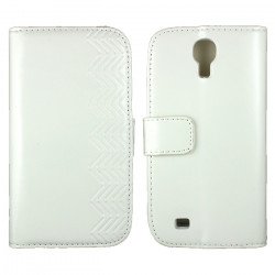 Samsung Galaxy S4 Wave Leather Wallet Case with Stand (White)